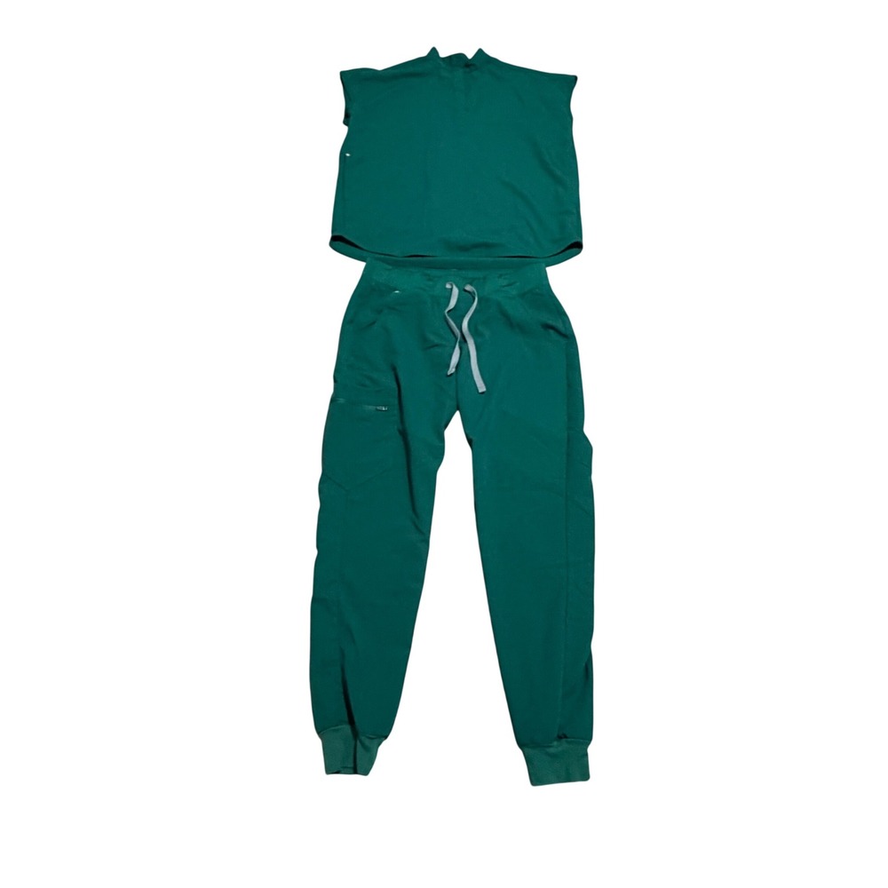 FIGS Hunter Green Scrub Set Rafaela Top sz XXS Zamora Joggers XS S Nurse Workwr